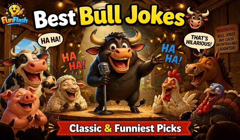 best bull jokes funny cartoon bull comedian farm animals laughing
