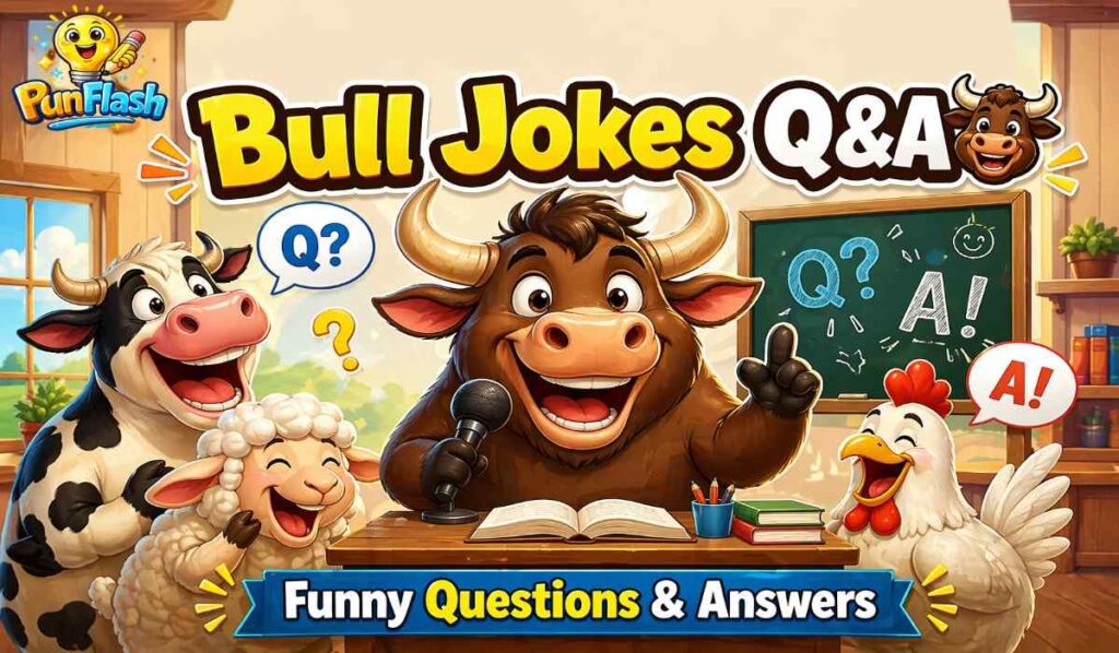 bull jokes q&a cartoon bull answering funny questions in classroom
