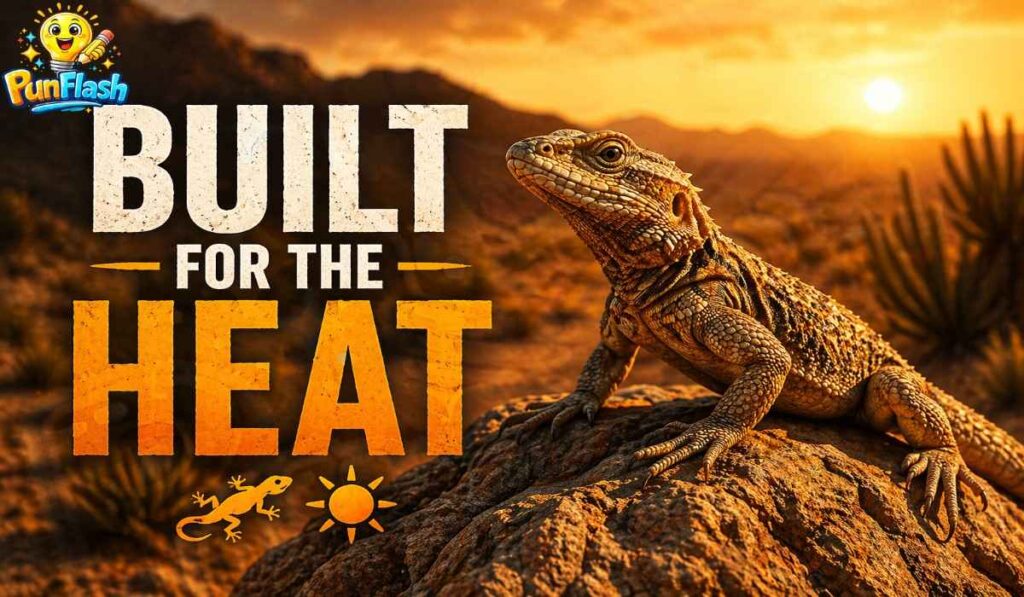 desert lizard puns image realistic reptile in hot desert environment survival humor theme