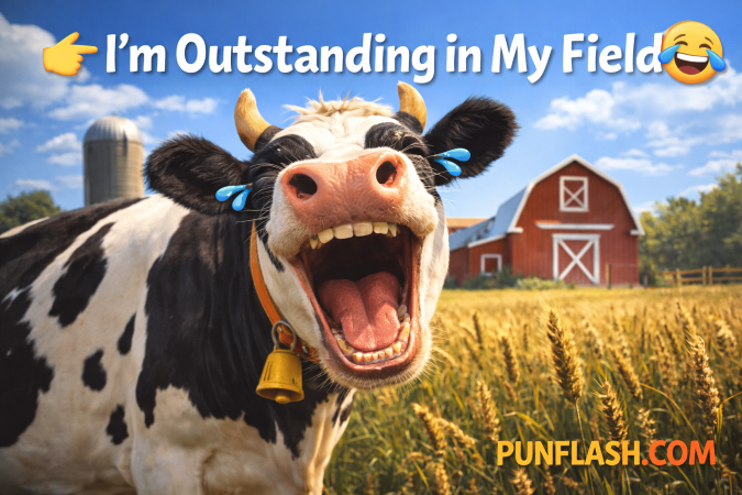 Laughing cow in the field
