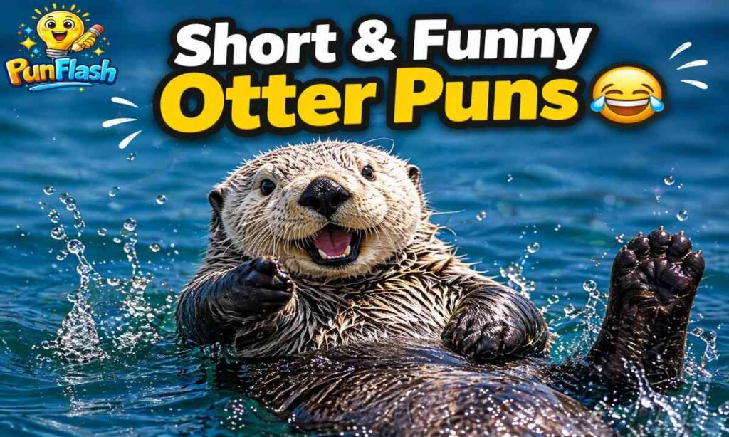 funny otter with playful expression representing short and funny otter puns one liners