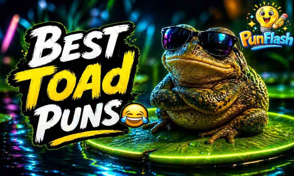 best funny toad puns with stylish cool toad image for jokes and captions