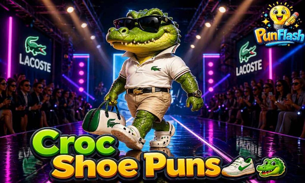 crocodile shoe puns lacoste croc jokes with stylish fashion crocodile runway image