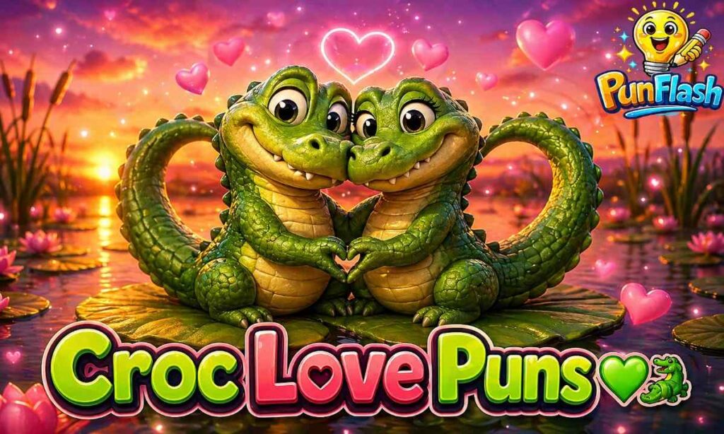 cute crocodile love puns romantic croc captions with adorable couple cartoon image