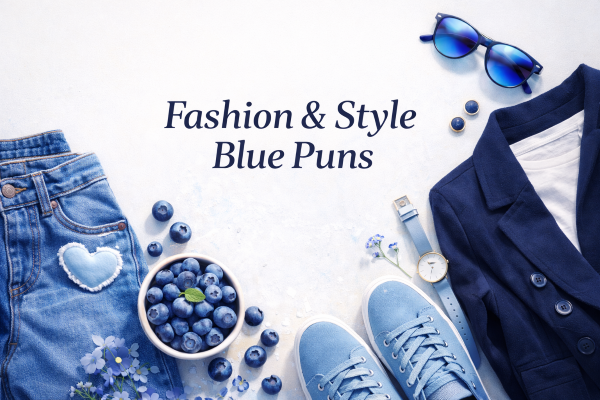 Blue denim and fashion accessories section image for fashion and style blue puns