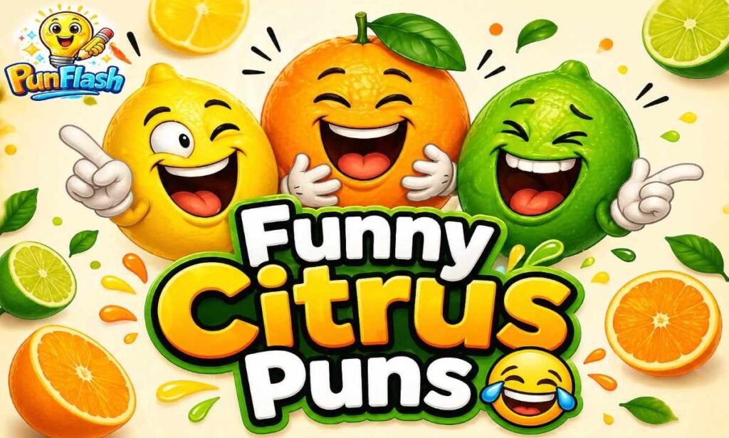 funny citrus puns cartoon lemon orange lime jokes humor illustration