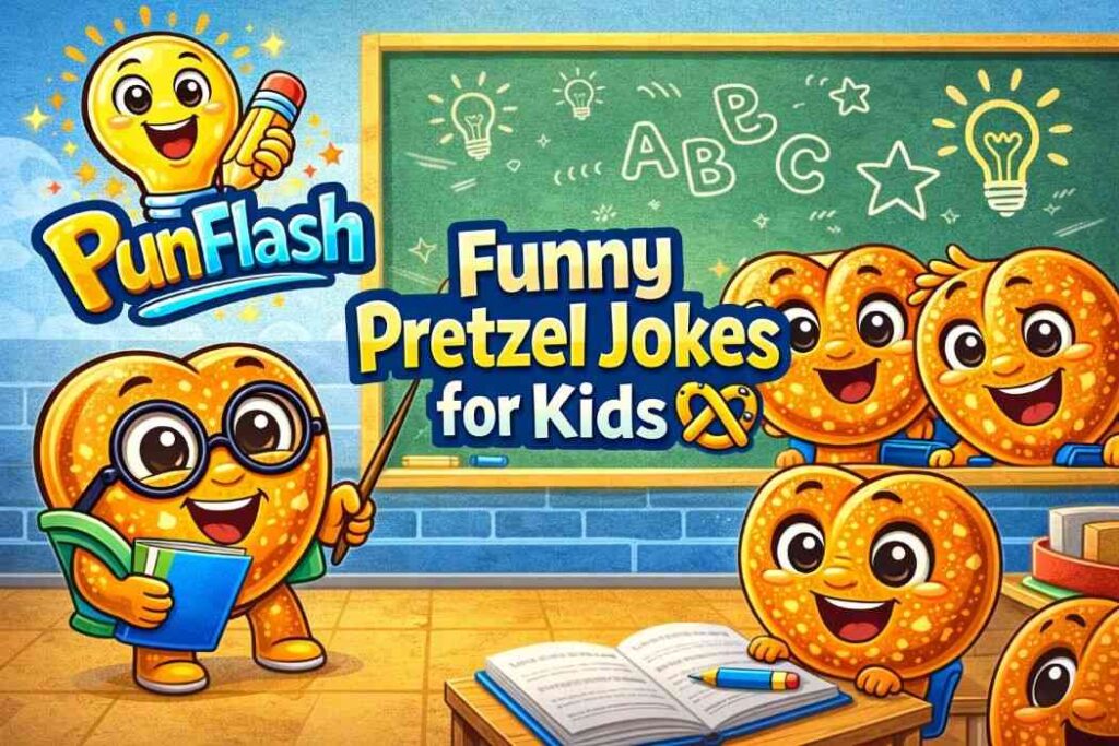 “pretzel classroom cartoon funny kids jokes pretzel illustration”