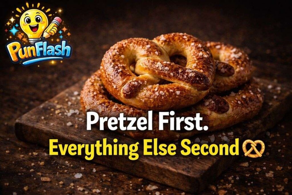 pretzel first everything else second text food photography