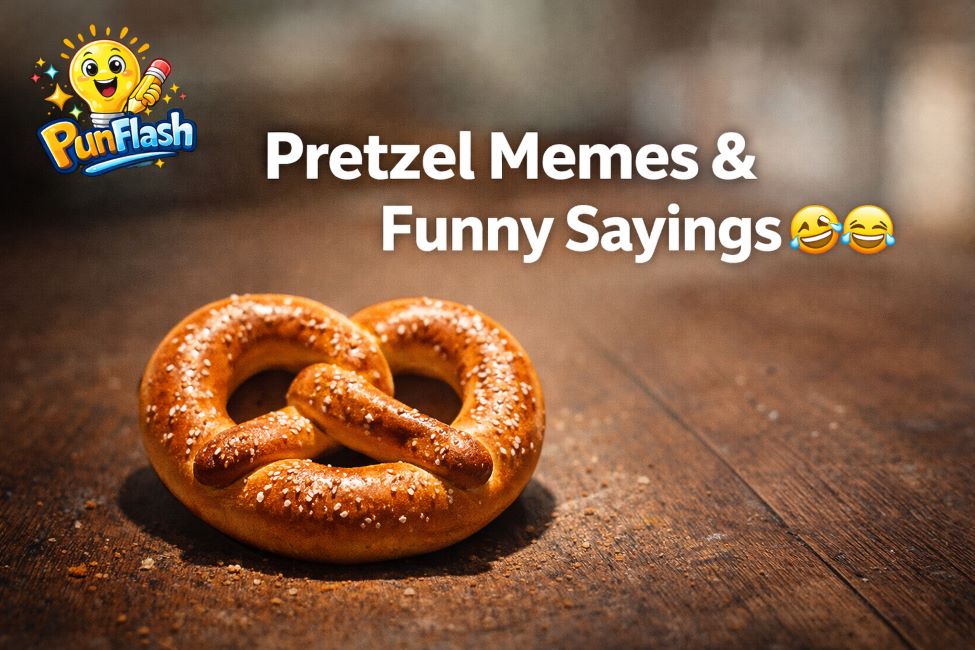 pretzel memes and funny sayings blog image with soft pretzel on table