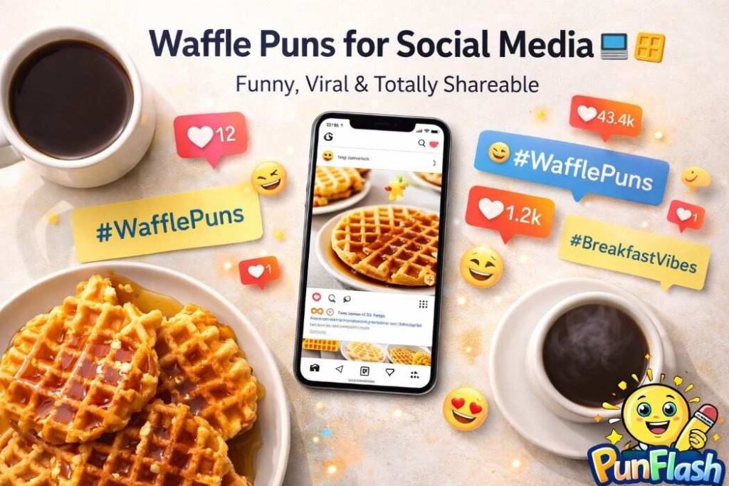 waffle puns social media smartphone waffles instagram style breakfast content image