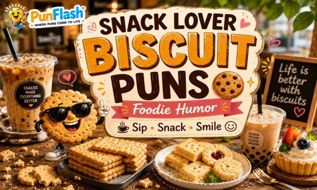 Snack lover biscuit puns with foodie humor bakery captions and funny biscuit jokes