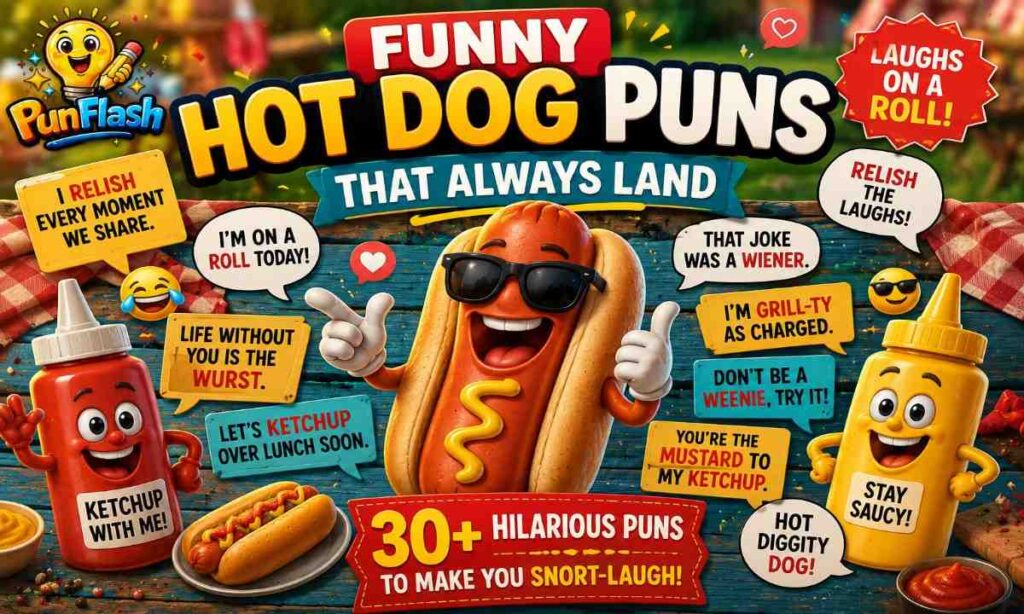 funny hot dog puns cartoon