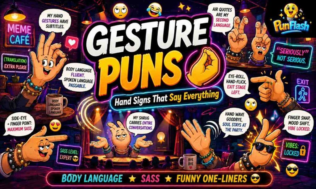 gesture puns and funny hand gesture jokes comic