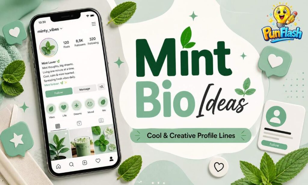 mint bio ideas for social media with clean profile design and aesthetic mint theme for instagram and tiktok bios