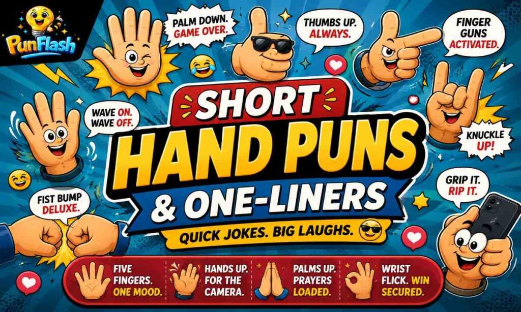 short hand puns and one-liners comic style