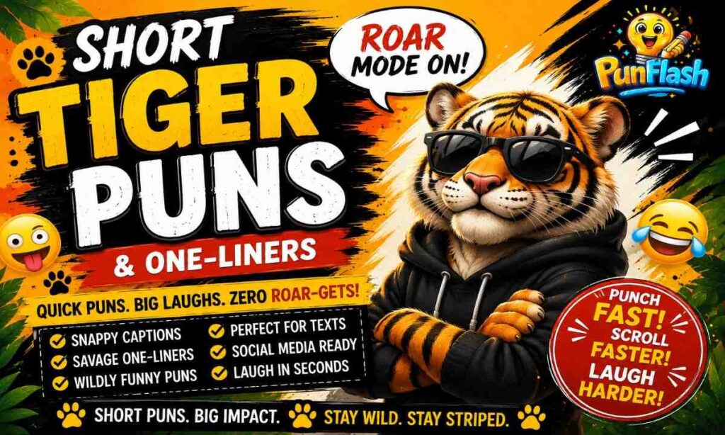 Short tiger puns and one liners funny tiger jokes cartoon