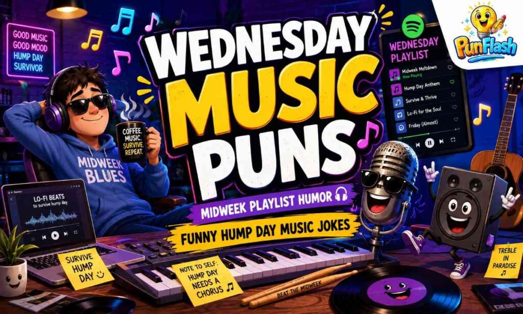 Wednesday music puns funny hump day playlist jokes