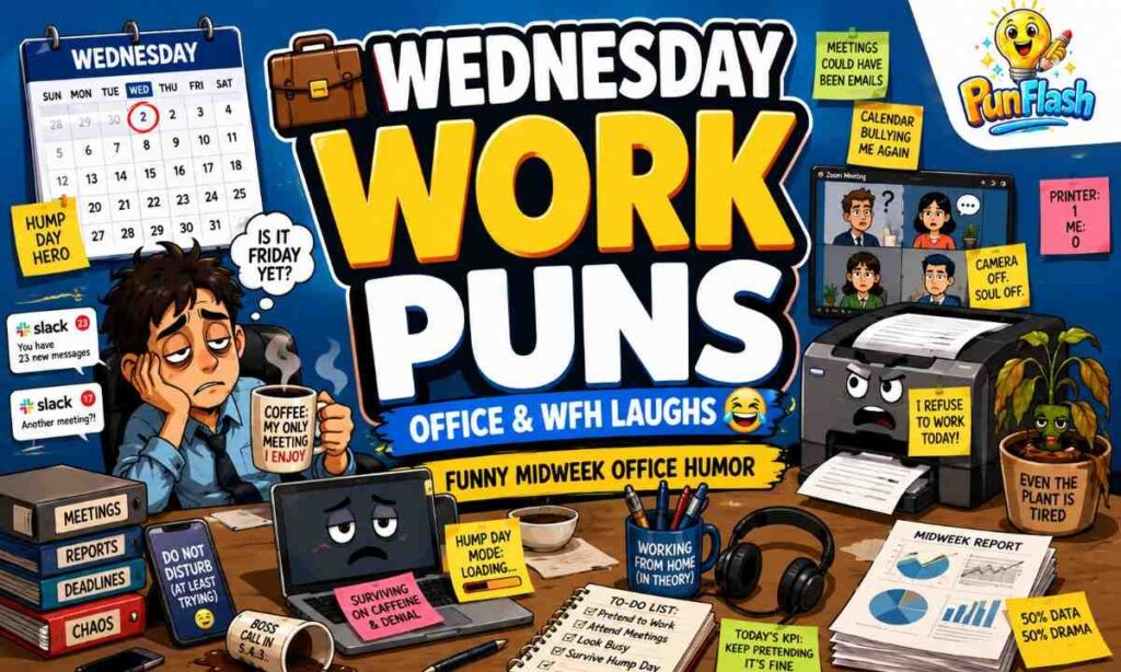 funny Wednesday work puns office humor and work from home jokes