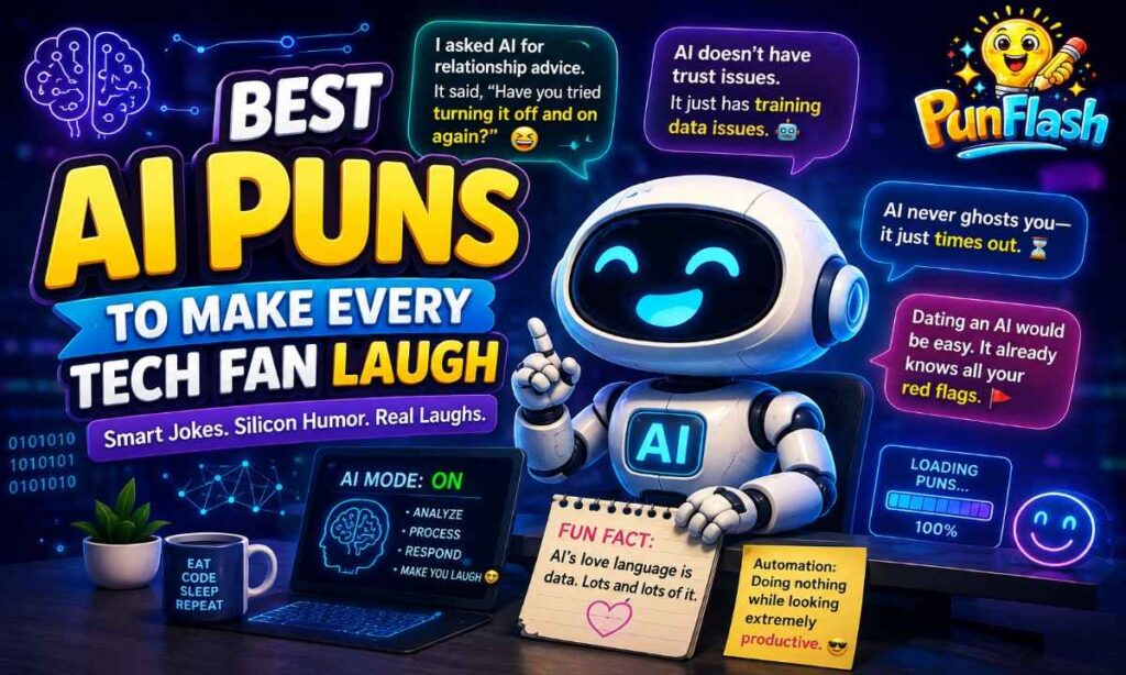 Funny AI robot with ChatGPT and AI puns