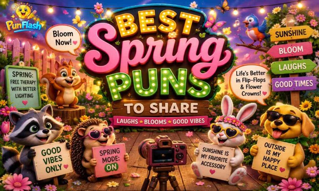 Best spring puns cartoon illustration