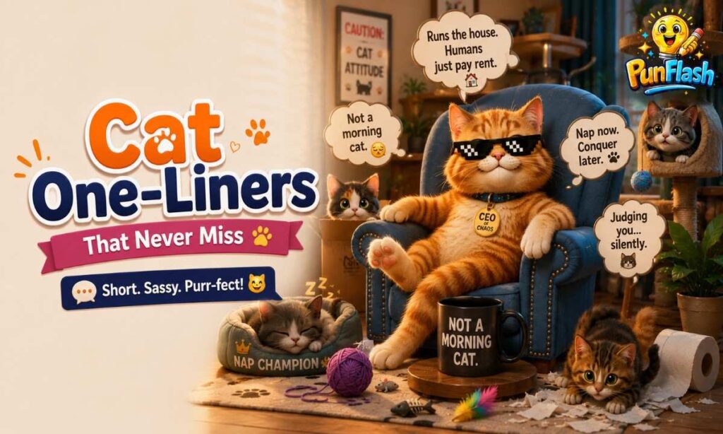 Funny cat one-liners cartoon cat illustration