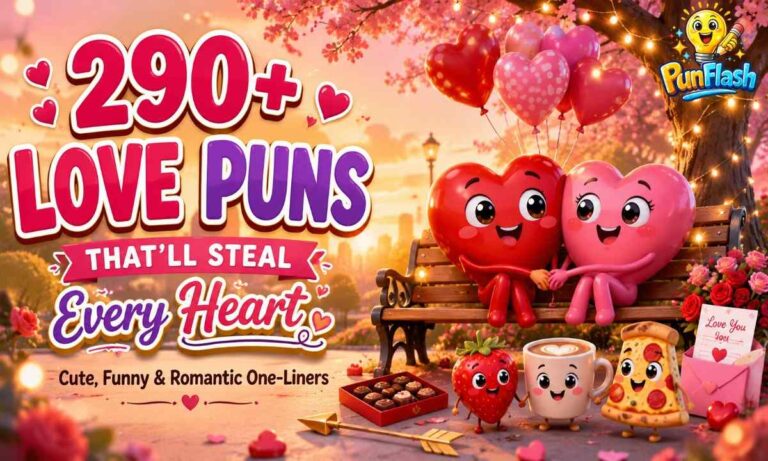 Funny love puns cartoon hearts
